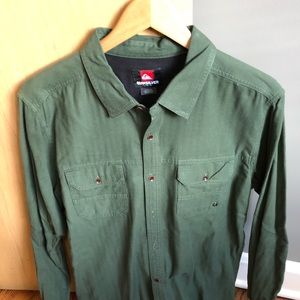 Quicksilver dark olive green button down